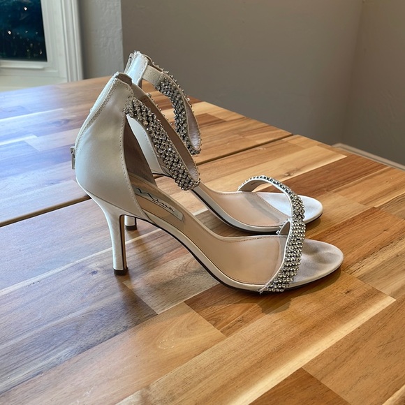 Nina white and rhinestone wedding/prom heels - Picture 1 of 5